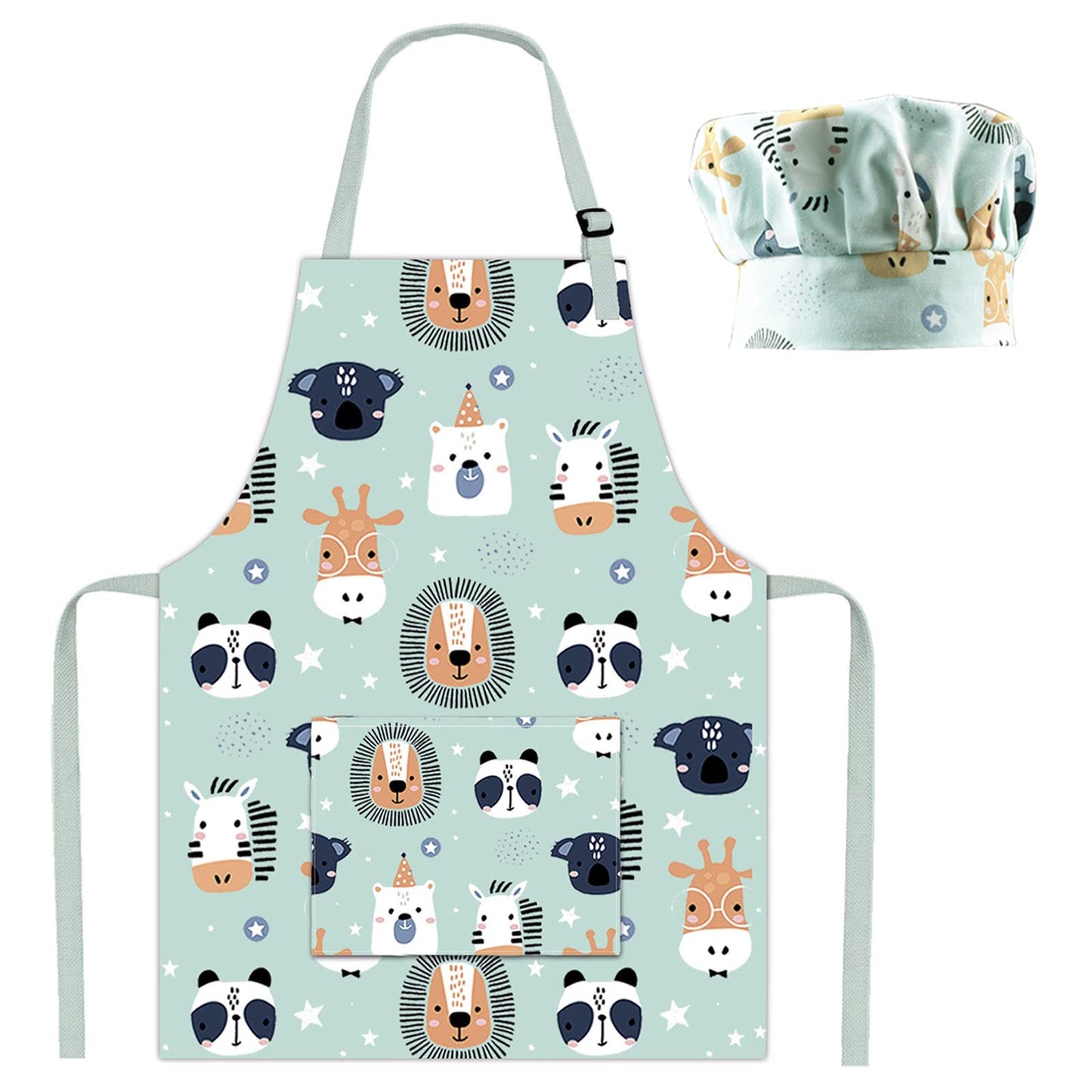 Pipoobear Kids Apron With Chef Hat For Boys And Girls Aged 2-6, Cute Toddler Aprons Set With Pocket For Cooking Baking Painting Gardening