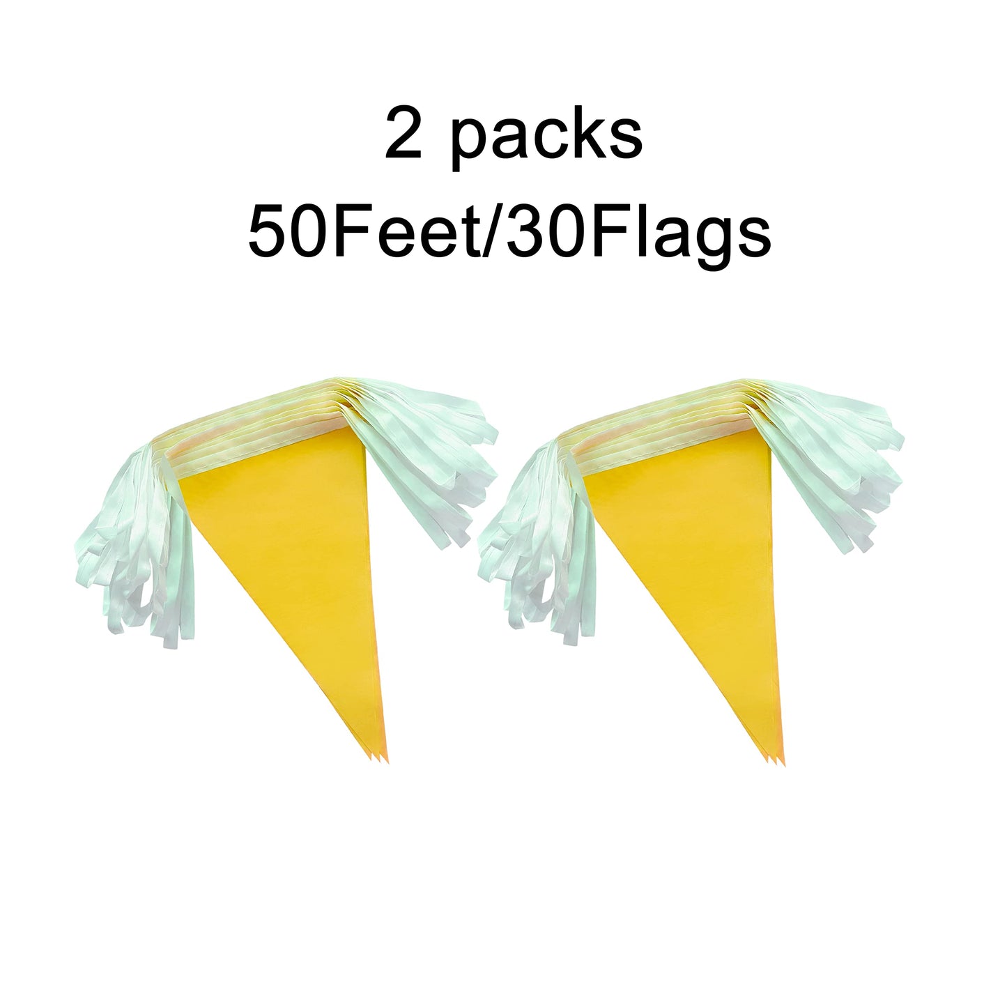 Lybutty 100 Feet Yellow Pennant Banners Flags String Hanging Triangle Bunting Flags,Party Decorations For Grand Opening,Kids Bir