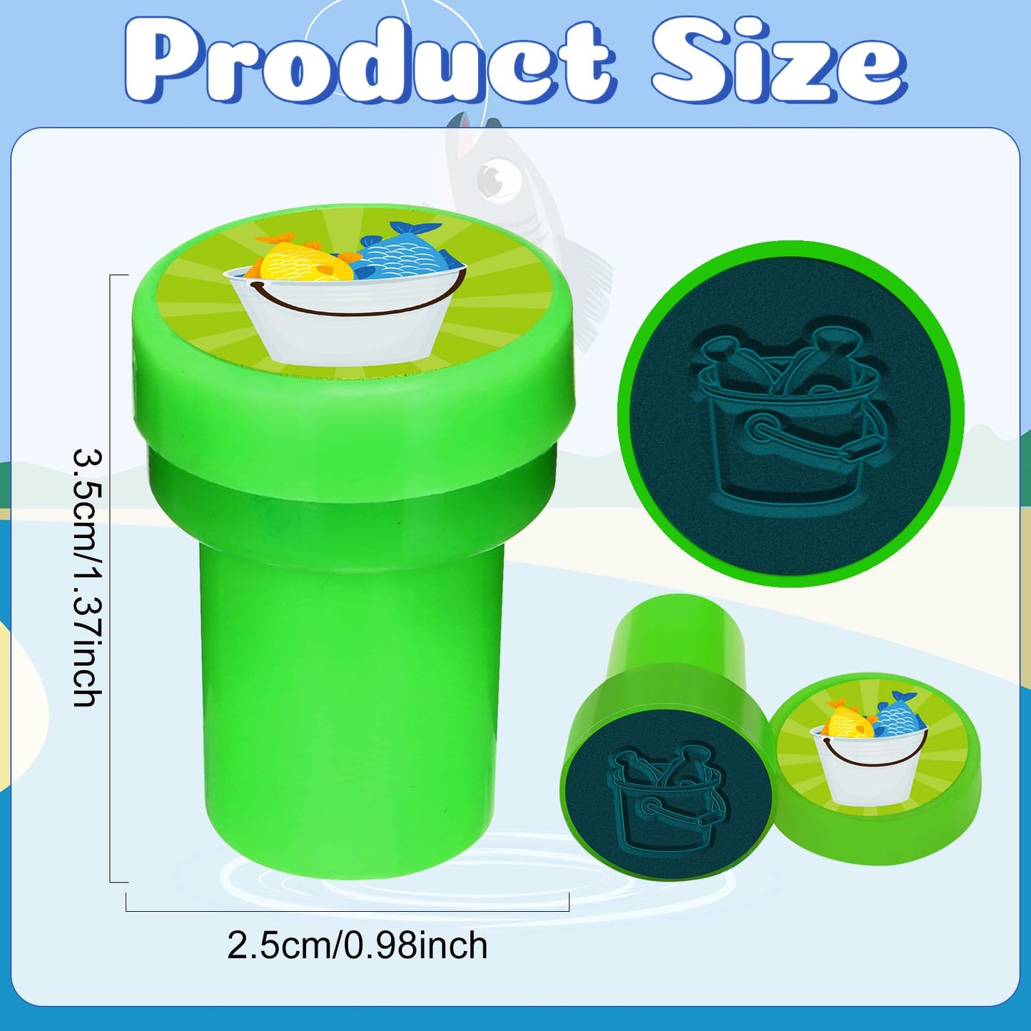 Cinrobiye 24 PCS Gone Fishing Party Stampers,Summer Fishing Birthday Favors for Boys Girls, Little Fisherman Party Supplies, Cla