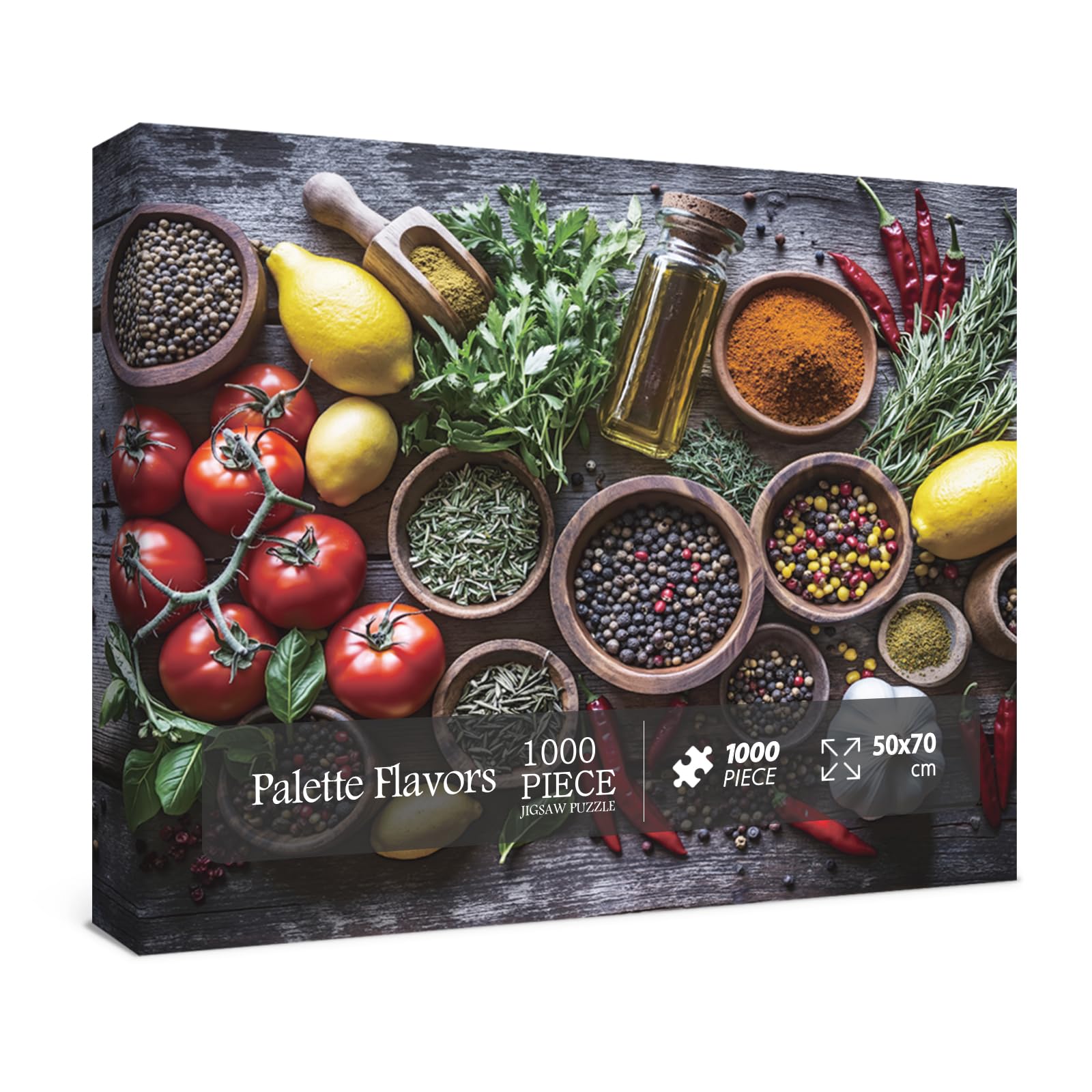 Vintage Vegetable Spices Puzzles for Adults 1000 Pieces, Retro Fruit Plant Art Food Jigsaw Puzzles, Impossible Hard Difficult Ae