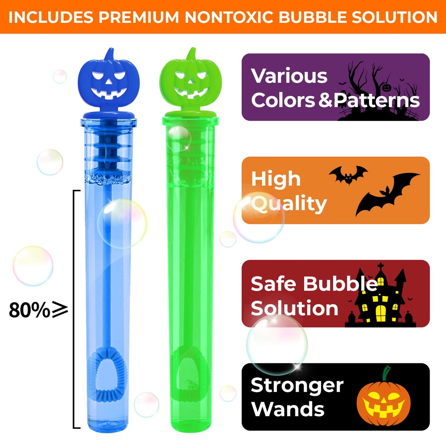 AuroTops 500 PCS Halloween Mini Bubble Wands,Halloween-Themed Bubbles Bulk for Trick or Treat Toys for Kids Gifts Halloween Part