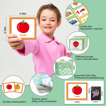 105 Cards, 269 Pictures Abc Alphabet Flash Cards For Toddlers 2-4 Years, Toddler Flash Cards For 1,2,3,4,5,6 Years Kids, Abc Animals Fruits Vegetables Number Transportation Color Shape Sigh Words