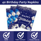 96 Pcs 40Th Birthday Party Supplies Navy Blue And Silver Birthday Plates 40Th Birthday Paper Tableware Happy Birthday Party Plat