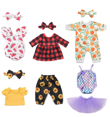 Sweet Dolly Doll Clothes New Born Baby Doll Clothes, Plaid, Jumpsuit, Tutu Skirt Doll Accessories For 15 Inch 16 Inch 18 Inch Ba