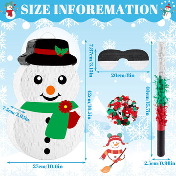 Christmas Piñata 16.5 Inch Snowman Piñata With Blindfold Bat And Confetti Winter Theme Birthday Party Decorations For Party Holidays Birthday Game Decorations
