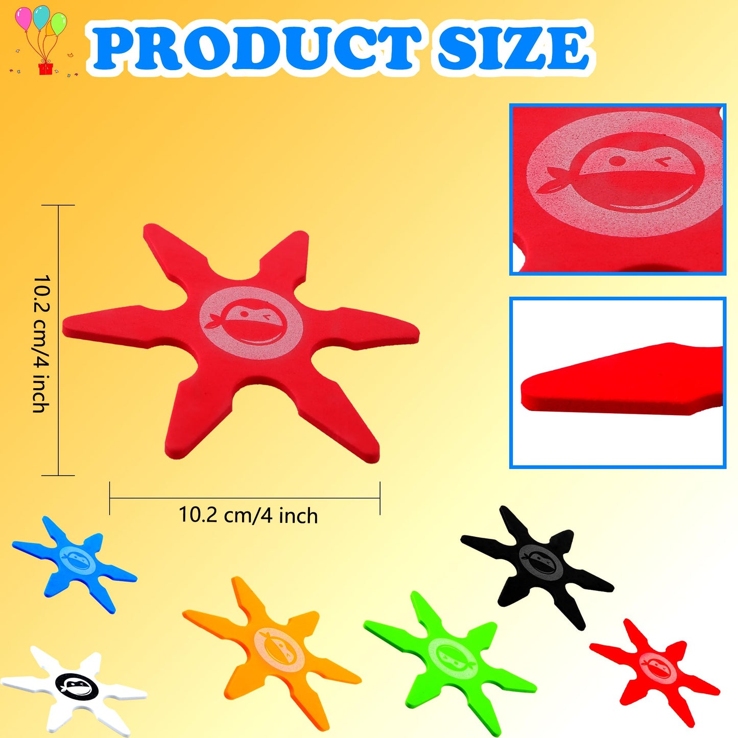 Fahacop 60 Pcs 4 Inch Ninja Throwing Stars Foam Stars Throwing Foam Star Toys for Kids Boys Ninja Theme Party Favors Halloween C