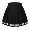 Beautifulfashionlife Girl`S Plaid Check Flat Pleated Skirts School Sailor Suit White Stripes (L,Black)