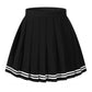 Beautifulfashionlife High Waist Pleated School Navy Clothing White Stripe Skirts Costumes(4Xl,Black)