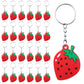 Tondiamo Strawberry Keychain Strawberry Party Favors Cute Fruit Keychain Rubber Keyrings for Summer Classroom Birthday Gifts(24 