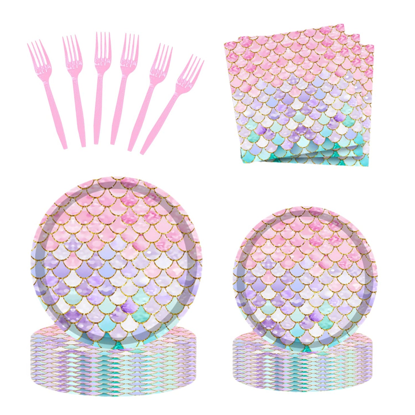 Askljeby 96 Pcs Mermaid Birthday Party Supplies Plates and Napkins Set for 24 Guests, Little Mermaid Party Decorations Ocean und