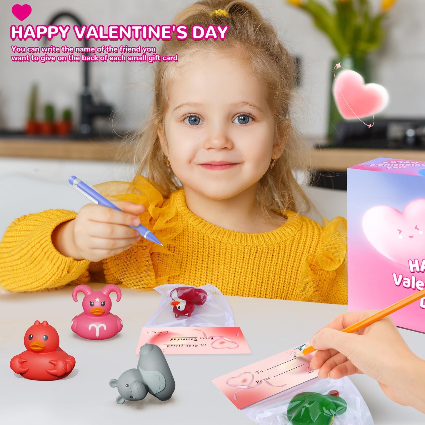 Konijiwa Valentines Day Gifts For Kids Includes 24 Pack Rubber Duck And Valentine Cards, School Valentine'S Day Party Exchanges