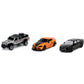 Jada Toys Nano Hollywood Rides Fast & Furious 3 Pk F9, Black