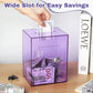 Imeepa Clear Acrylic Piggy Bank With Lock And Key For Kids Adults, Openable Money Saving Box For Cash Coins Real Money (Purple)