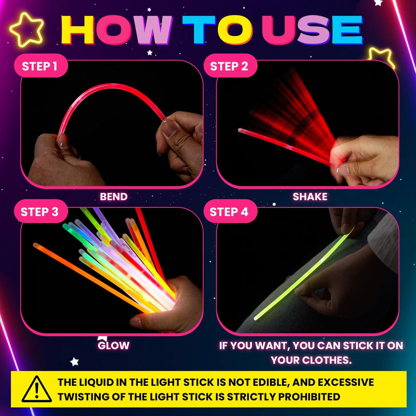 Lewtemi Glow Stick Figure Costume Set - 460 Pcs Colorful Light-Up Outfits, Plastic Accessories for Christmas Party Cosplay and Dancing