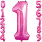 1 Number Balloon Pink 40 Inch Big Foil Mylar 1St Balloons For 1 Year Old Boy Girl Birthday Party Decorations Wedding Anniversary