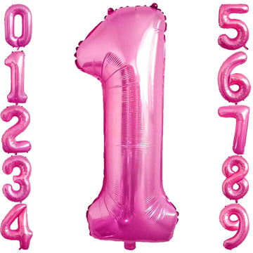 1 Number Balloon Pink 40 Inch Big Foil Mylar 1St Balloons For 1 Year Old Boy Girl Birthday Party Decorations Wedding Anniversary