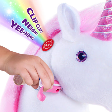 Ponycycle Horse Ride On Pink Unicorn Toys Riding Toys Unicorn Classic Model U With Brake (36' Height/Size 4 For Age 4-8) Horse Toys For Girls Ride On Plush Pony Cycle Horse With Wheels Ux402