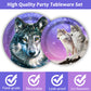 Wiooffen 96 Pcs Wolf Party Supplies Plates Napkins Forks Tableware Set Wolf Animal Birthday Disposable Dinnerware Decoration For