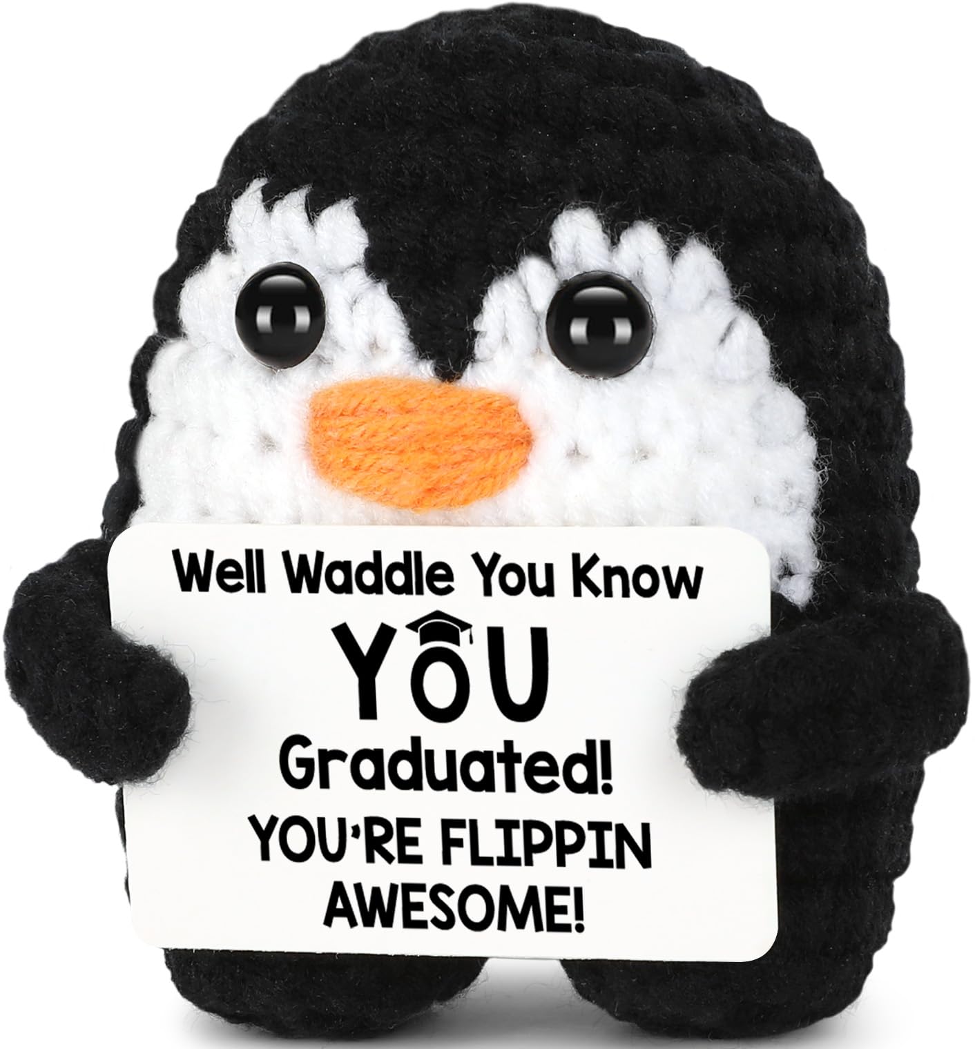 CryCarrot Graduation Gifts for Her Him, Mini Funny Handmade Crochet Penguin Graduation Gifts for Women Men, Inspirational Grad G