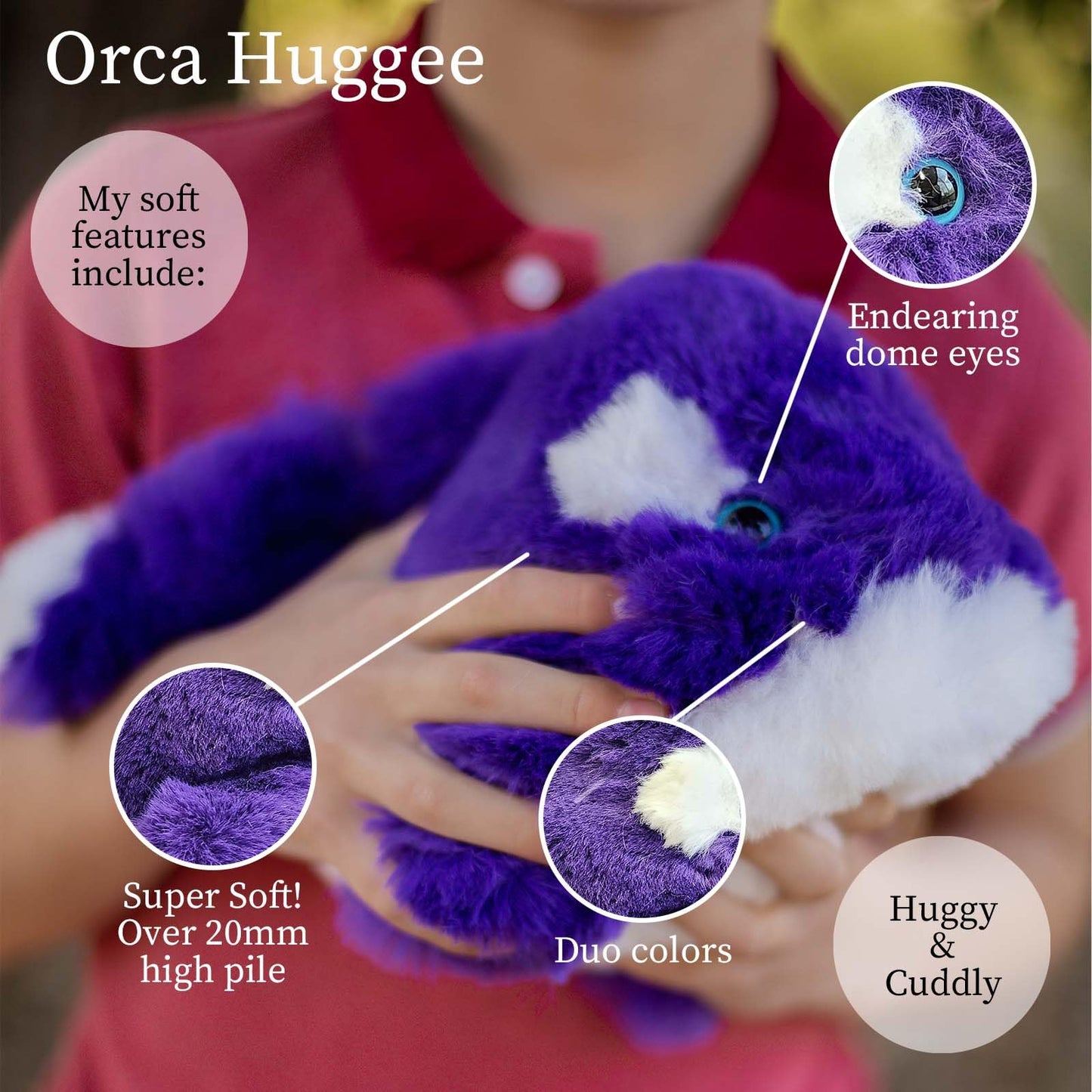 World's Softest Small Purple Dolphin Stuffed Animal - Huggable Plush Toy for Babies, Toddlers, and Kids - Safe Materials
