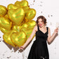 Biapian Gold Heart Balloons, 10Pcs Glitter Gold Heart Shape Balloons Foil, 18Inch Valentines Love Balloons Helium For Valentines