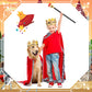 Shinymoon 3 Pcs Halloween Prince Costume For Kids King Crown Robe And Scepter Prince Costume For Boys King Prince Cosplay(Red)