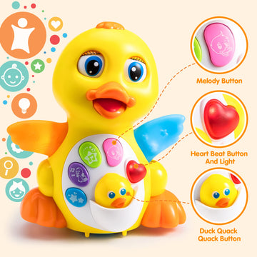 Joyin Baby Toys Duck, Infant Dancing Crawling Musical Toys 18+ Months, Tummy Time Light Up Learning Duck With Music & Lights, Baby Easter Basket Stuffers Gifts, Easter Basket