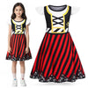 Mizzuco Girls Pirate Costume Toddler Cosplay Dance Dress Kids Dress Halloween Role Play Outfits (Red, 140Cm/7-8Y)