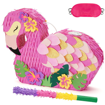 Wernnsai Flamingo Piñata - Pink Piñata Bundle With Blindfold And Bat For Girls Kids Piñata Tropical Flamingo Theme Birthday Party Supplies Summer Pool Party Decorations For Fiestas Baby Shower