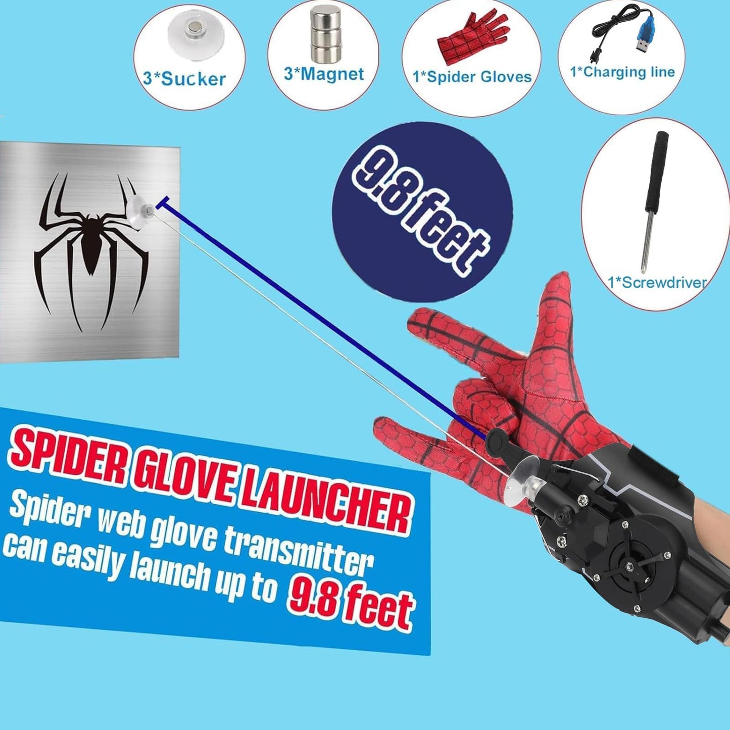 Wadfey Spider Web Shooters String Shooter And Dart Launcher Toy Spider Silk Launcher Wrist Toy For Kids