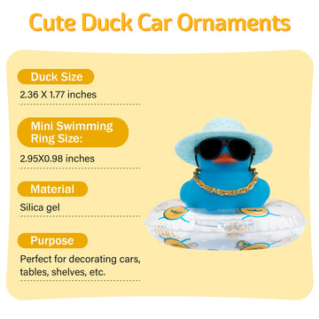 Wonuu Car Accessories Rubber Ducks Dashboard Decorations Rubber Duck Pink Accessories Dashboard Duck Car Decorations Car Ducks For Dashboard Car Duck Car Dashboard Decorations, Bg-Blue-Strawhatblue