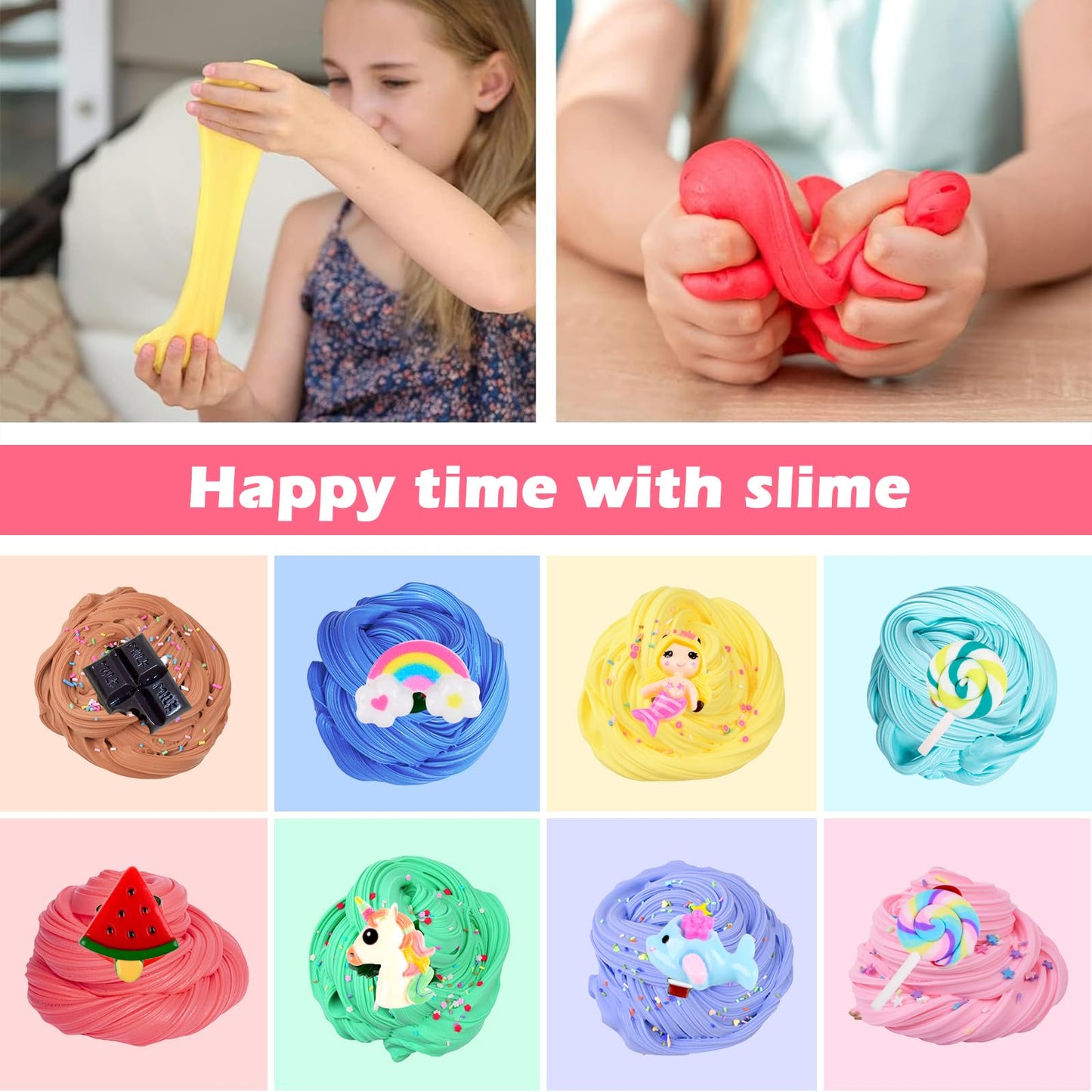 Butter Slime Kit 56 Pack  Soft Non-Sticky and Stretch  Slime Party Favors  DIY Hand-Making Slimes Toy  Stress Relief Sludge Toy for Boys and Girls  enhanced Christmas Easter and Birthday Gifts