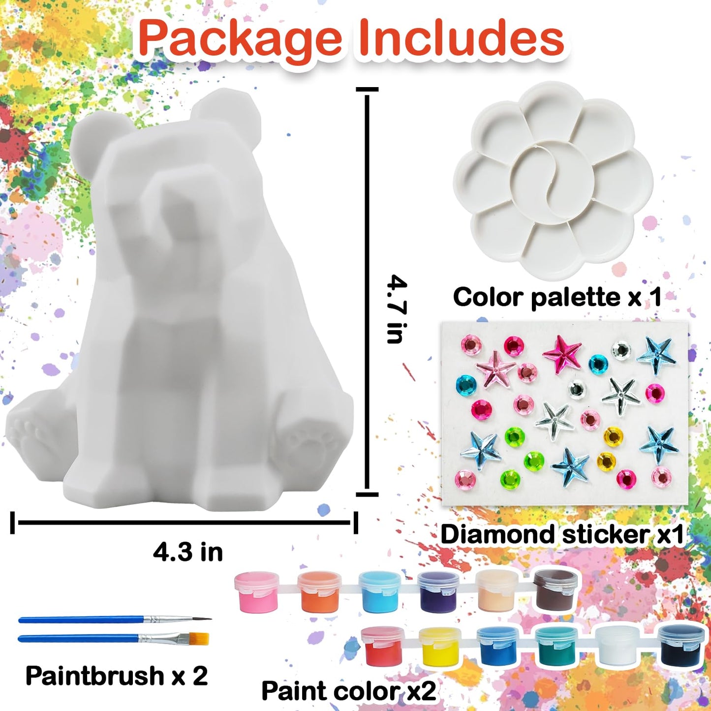 Goodyking Paint Your Own Bear Lamp Kit, DIY Geometric Bear Night Light, Arts & Crafts for Kids Ages 8-12, Painting Kit for Girls