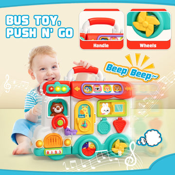 Busy Board Montessori Toys For 1 2 Year Old Boys Girls, Bilingual Learning Sensory Toys For Toddlers 1-3, Baby Musical Travel To