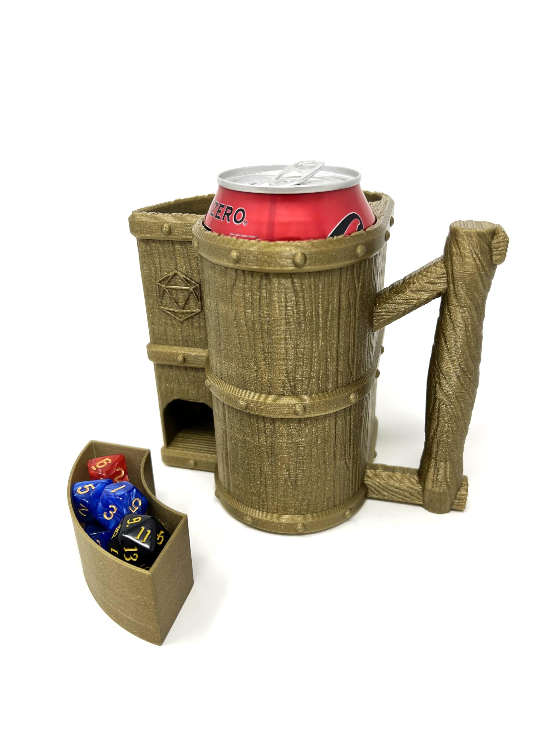 Munnygrubbers - Mug Dice Tower - No Paint Odorless Insulated Cup Can Dice Tower - (Random 7Pcs D20 Dice Set Included) - Dice Jail - Dice Holder - Dungeons And Dragons - Dnd Gift - (Bronze)