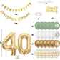 40Th Birthday Decorations For Women Men, Sage Green White Gold Birthday Balloons With Happy 40Th Birthday Banner Birthday Cake T