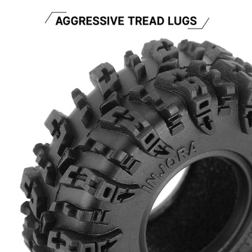INJORA 1.0 Tires - S5 Swamp Claw Mud Terrain Tires for TRX4M AX24 SCX24 FCX24 1/18 1/24 RC Crawler Car, 56 * 23mm, T1021