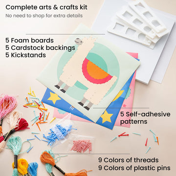 Arteza Kids String Art Kit, Set of 5 Animal Designs, Plastic Pushpins, Art Supplies for Kids Craft Projects and Free Time Activi
