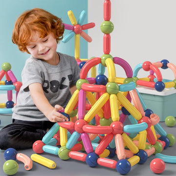 Bakam 160Pcs Magnetic Building Blocks For Kids Ages 4-8, Stem Construction Toys For Boys And Girls, Large Size Magnetic Sticks A