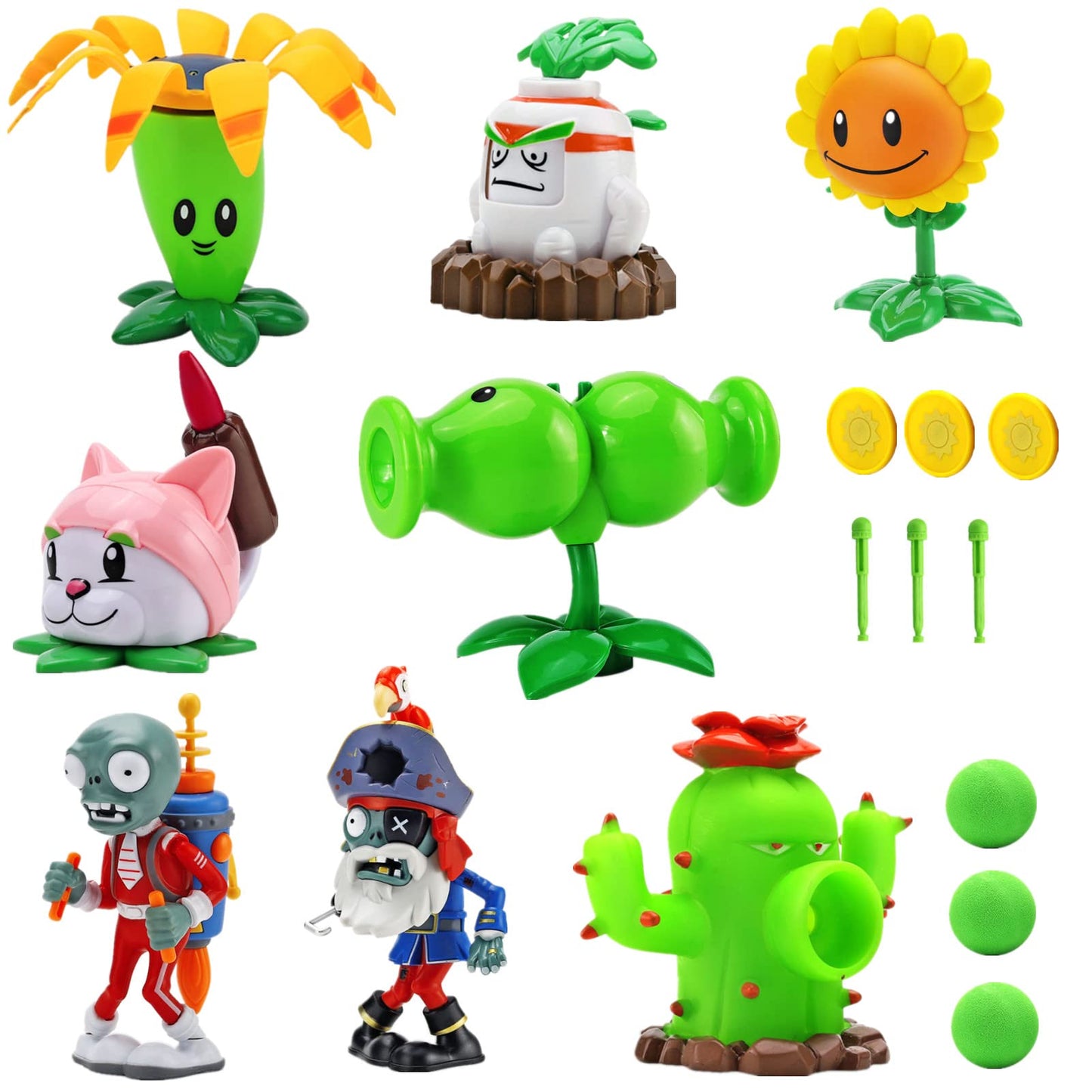 JHESAO 8 PCS Plants and Zombies Toys Action Figures Zombies PVZ Toys Set 1 2 Series Great Gifts for Kids and Fans Birthday and Christmas Party