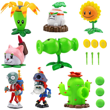 JHESAO 8 PCS Plants and Zombies Toys Action Figures Zombies PVZ Toys Set 1 2 Series Great Gifts for Kids and Fans Birthday and Christmas Party