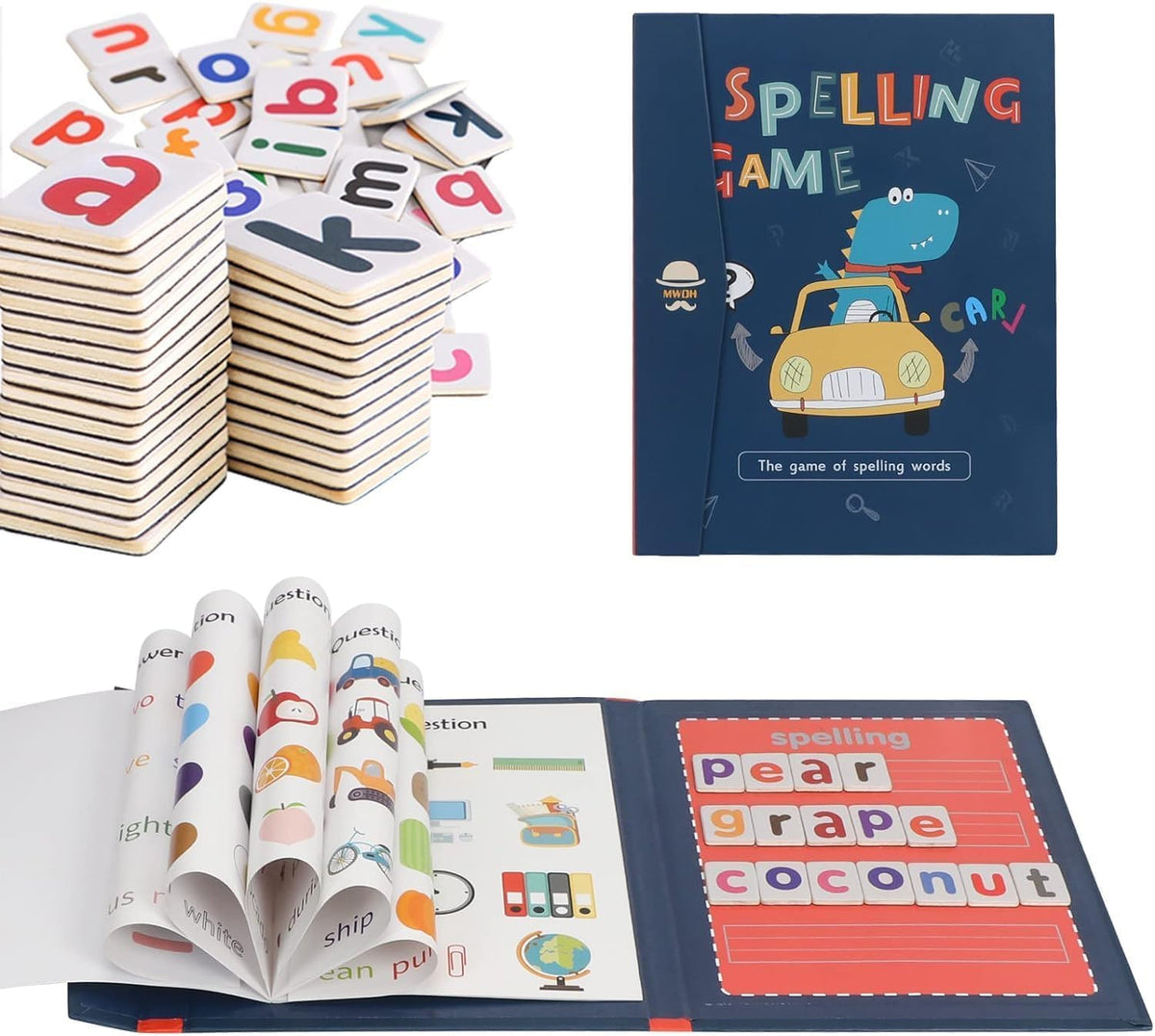 Alokik Enterprise Montessori Word Spelling Puzzle Book, Montessori Busy Book for Kids to Develop Learning Skills, Preschool Educ