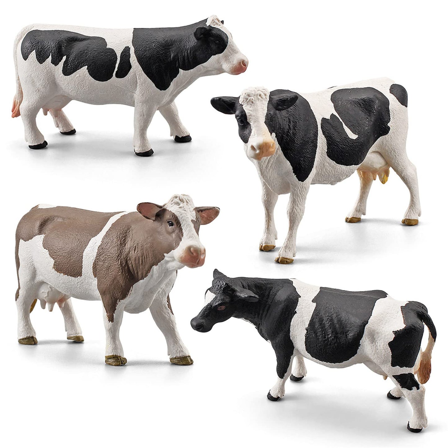 Lc Joycre Cow Figure Toys 4Pcs Realistic Big Cows Figurines Toys For Toddlers Simmental Cows Holstein Cow Figures For Kids Birth