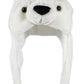 Bioterti Plush Fun Animal Hats -One Size Cap - 100% Polyester With Fleece Lining (White Bear)