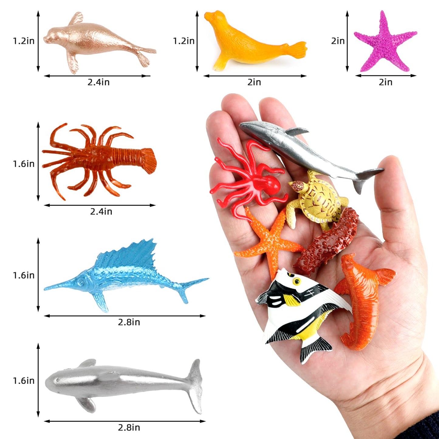 Fxmhehbb 46 Pack Mini Ocean Sea Animals Toys, Assorted Vinyl Plastic Ocean Animal Figures Sea Creatures Toys For Kids Party Favo