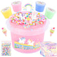 Pink Crunchy Clear Slime 13 Oz Big Bucket Gifts For Girls & Boys, Stretchy & Non-Sticky, Super Soft Stress Relief Toy, Idea Birt
