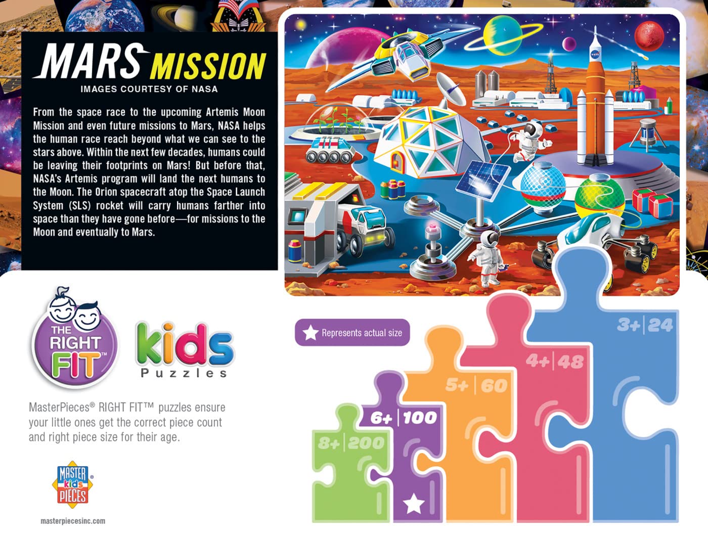 MasterPieces 100 Piece Licensed Jigsaw Puzzle for Kids - NASA Sunrise in Space - 11.5x15