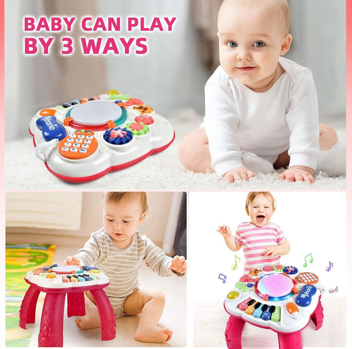 Dahuniu Baby Toy- Engaging Baby Activity Center For 6 12 18 Months Old- Safe, Sturdy, And Fun (11.8 X 11.8 X 12.2 Inches) (Red)