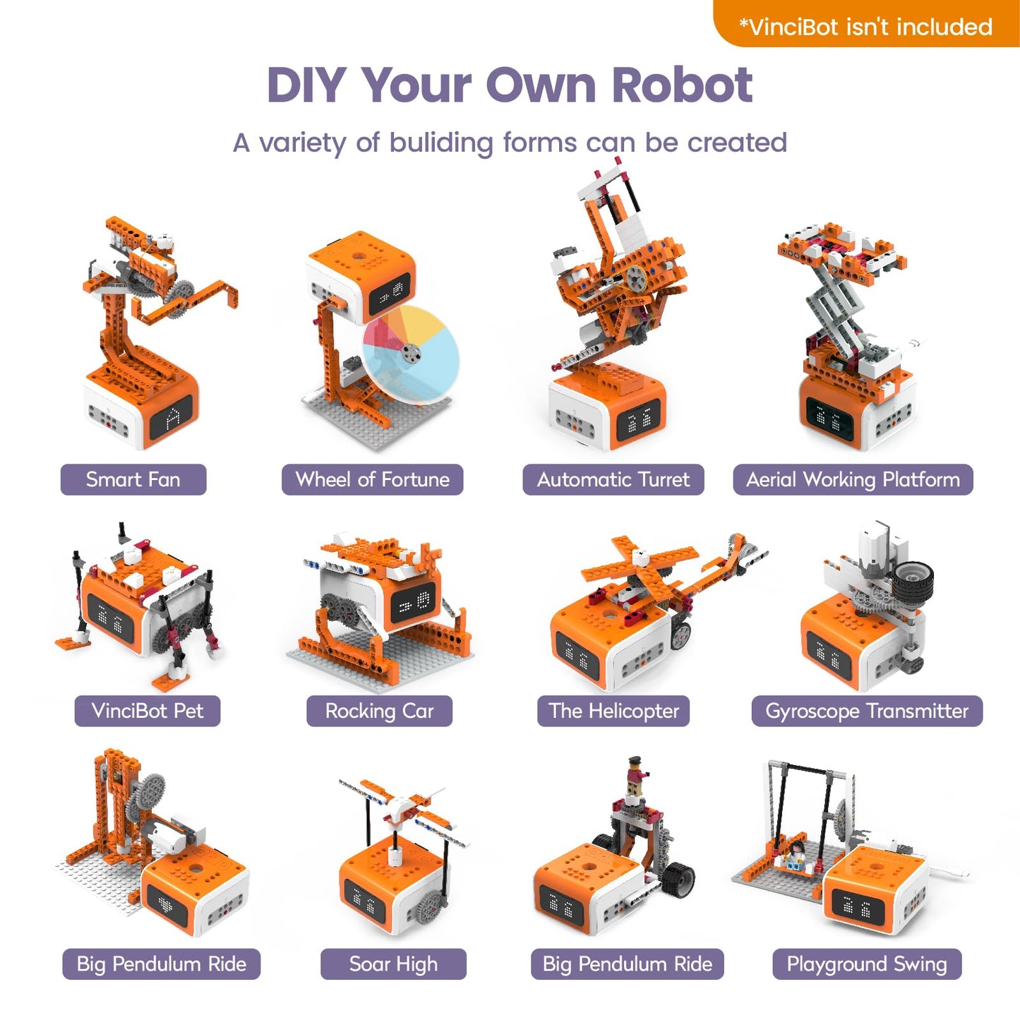 Matatalab Creator Kit, Add-On Pack For Vincibot Coding Robot, 434+ Building Blocks Stem Educational Kit With 20 Building Cases,