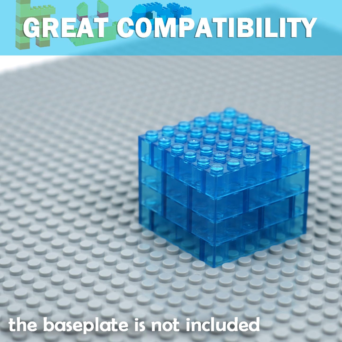 300 Pieces Transparent Clear Bricks Parts Pack, Classic Creative Bulk Blocks Set Blocks In Random Color - Mixed Shape